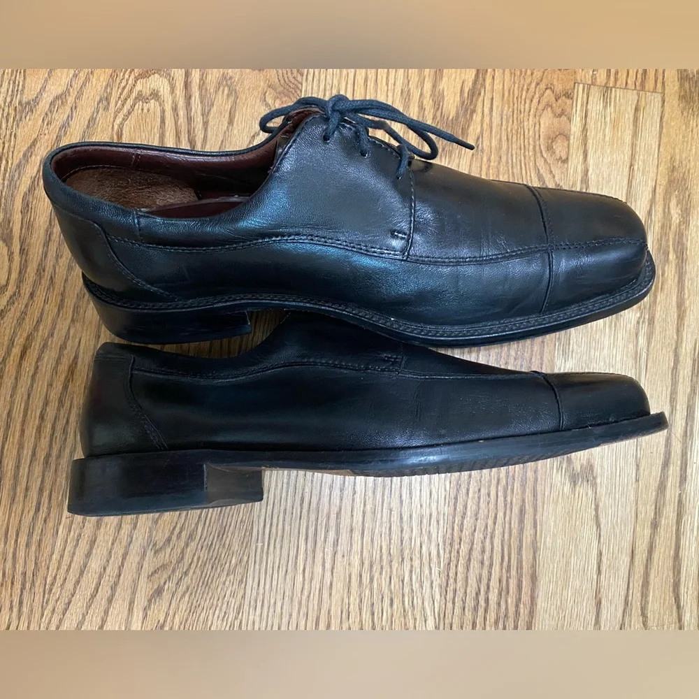 Johnston & Murphy Oxford Mens 8.5 Dobson 20-7511 Black Leather Cap Toe Shoe Lace
